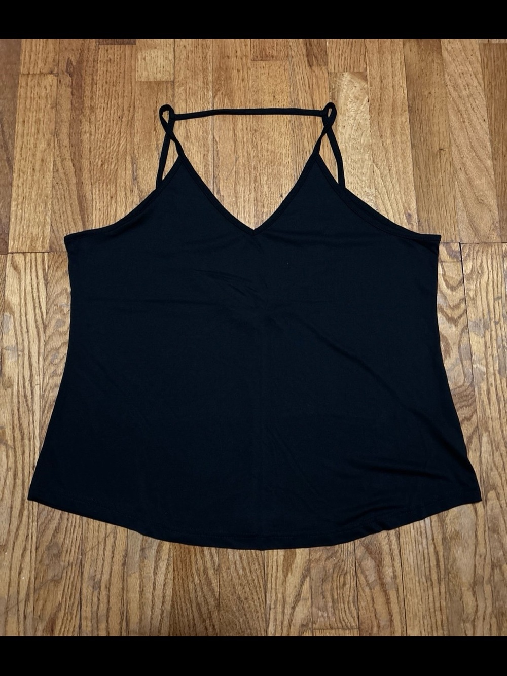 LexisLove Black Spaghetti Strap Deep V-Neck Back Tank Top Size XL